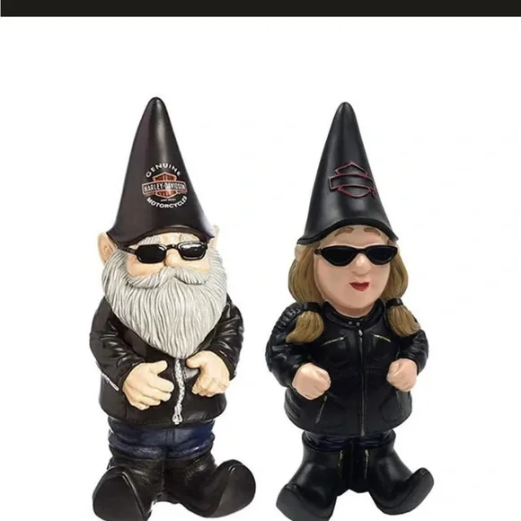SET of Harley-Davidson® Biker Themed Garden Gnomes 4.5 x 3.5 x 11 inches - Picture 4 of 6